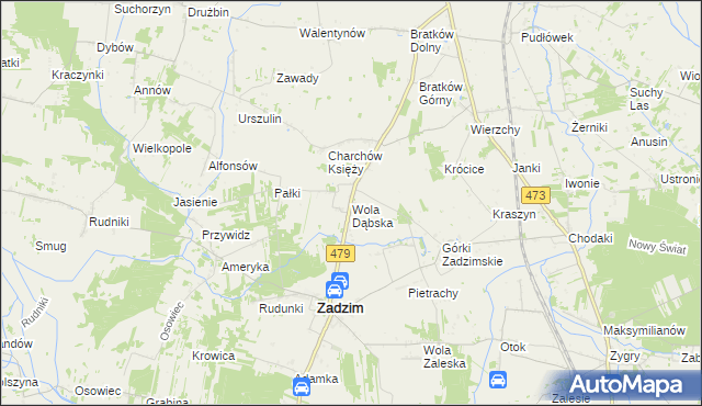 mapa Wola Dąbska, Wola Dąbska na mapie Targeo