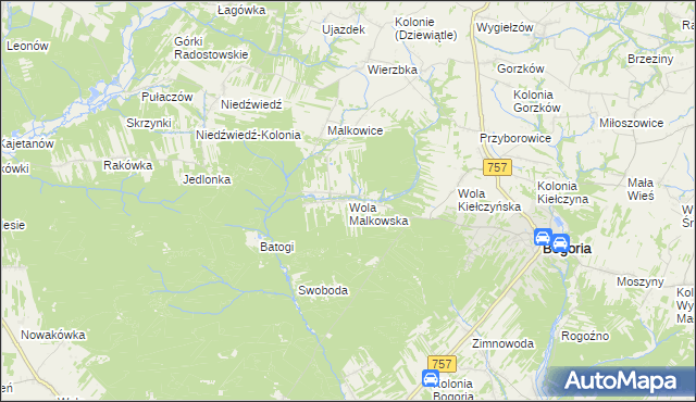 mapa Wola Malkowska, Wola Malkowska na mapie Targeo