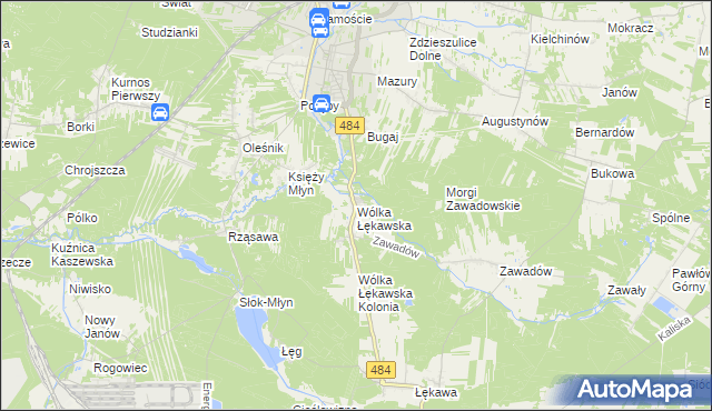 mapa Wólka Łękawska, Wólka Łękawska na mapie Targeo