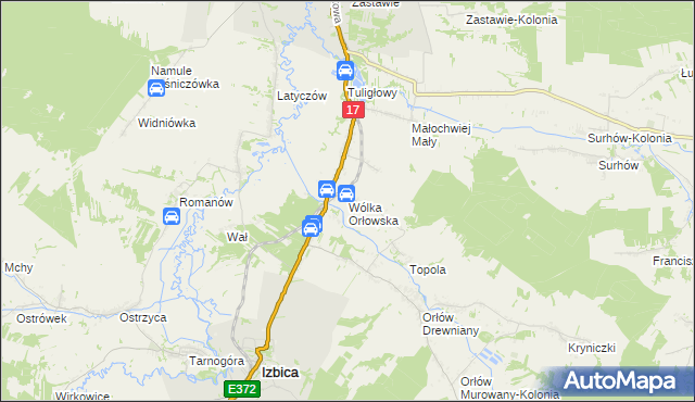 mapa Wólka Orłowska gmina Izbica, Wólka Orłowska gmina Izbica na mapie Targeo