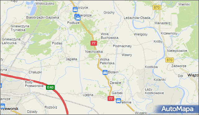 mapa Wólka Pełkińska, Wólka Pełkińska na mapie Targeo