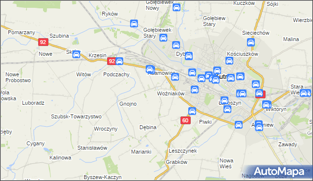 mapa Woźniaków, Woźniaków na mapie Targeo