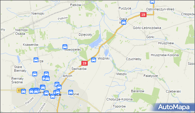 mapa Woźniki gmina Łosice, Woźniki gmina Łosice na mapie Targeo