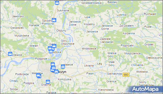 mapa Wróblowice gmina Zakliczyn, Wróblowice gmina Zakliczyn na mapie Targeo