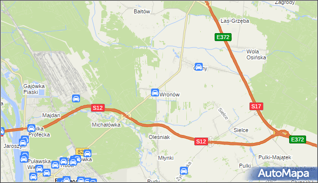 mapa Wronów gmina Końskowola, Wronów gmina Końskowola na mapie Targeo