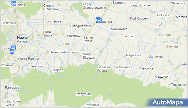 mapa Wronów gmina Waśniów, Wronów gmina Waśniów na mapie Targeo