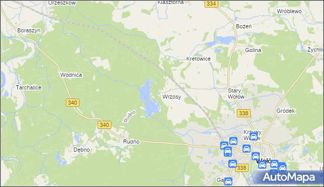 mapa Wrzosy gmina Wołów, Wrzosy gmina Wołów na mapie Targeo