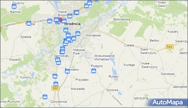 mapa Wybudowanie Michałowo, Wybudowanie Michałowo na mapie Targeo