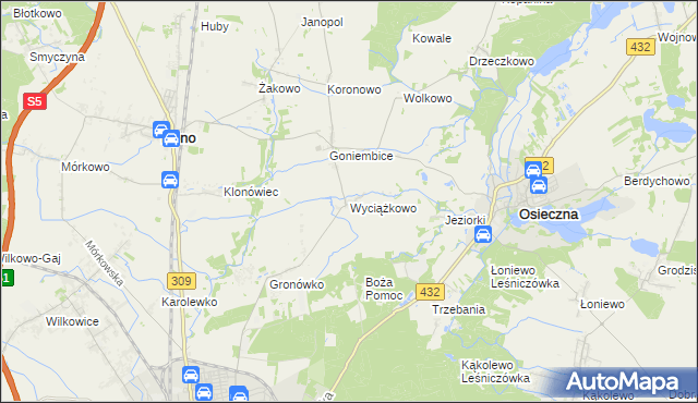 mapa Wyciążkowo, Wyciążkowo na mapie Targeo