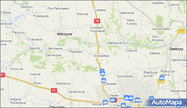 mapa Wysiadłów, Wysiadłów na mapie Targeo