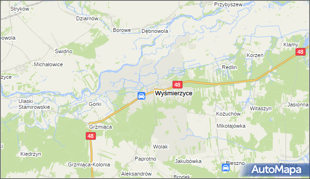 mapa Wyśmierzyce, Wyśmierzyce na mapie Targeo