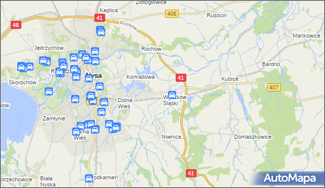 mapa Wyszków Śląski, Wyszków Śląski na mapie Targeo