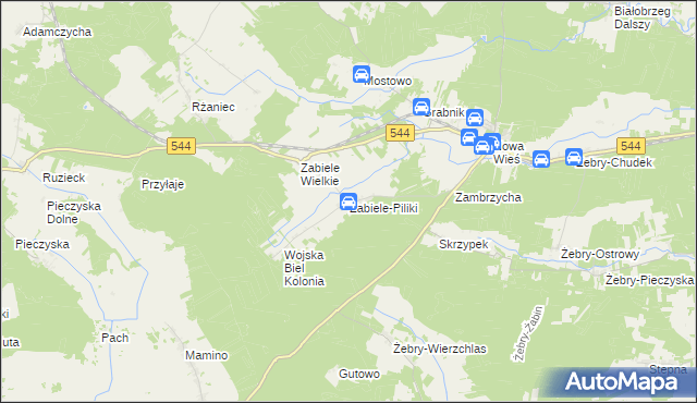 mapa Zabiele-Piliki, Zabiele-Piliki na mapie Targeo