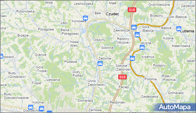 mapa Zaborów gmina Czudec, Zaborów gmina Czudec na mapie Targeo