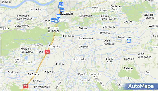 mapa Zabrnie gmina Szczucin, Zabrnie gmina Szczucin na mapie Targeo