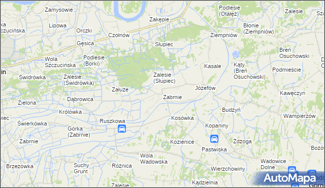 mapa Zabrnie gmina Wadowice Górne, Zabrnie gmina Wadowice Górne na mapie Targeo