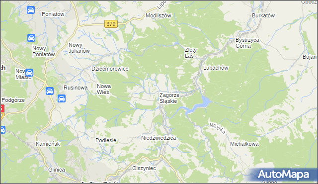 mapa Zagórze Śląskie, Zagórze Śląskie na mapie Targeo