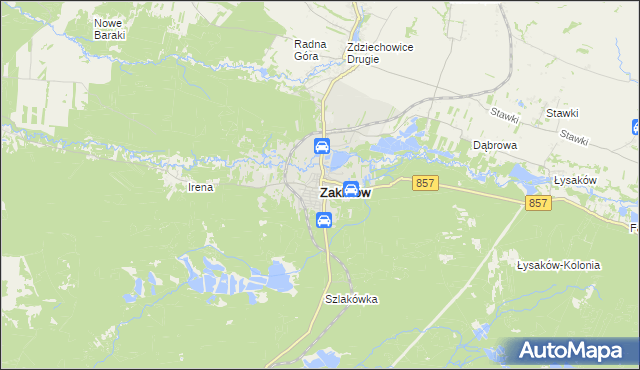 mapa Zaklików, Zaklików na mapie Targeo