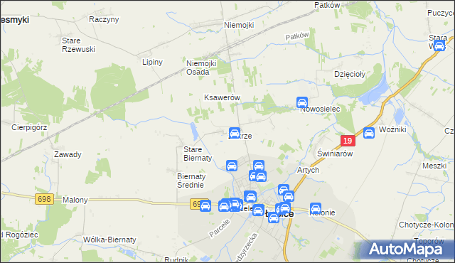 mapa Zakrze gmina Łosice, Zakrze gmina Łosice na mapie Targeo