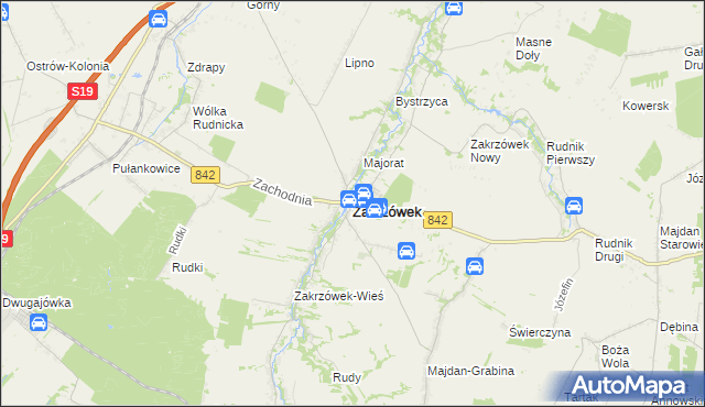 mapa Zakrzówek powiat kraśnicki, Zakrzówek powiat kraśnicki na mapie Targeo