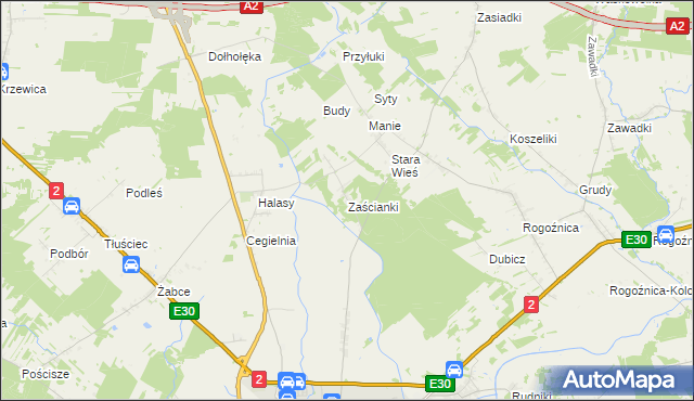 mapa Zaścianki gmina Międzyrzec Podlaski, Zaścianki gmina Międzyrzec Podlaski na mapie Targeo