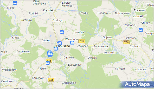 mapa Zasłońce, Zasłońce na mapie Targeo