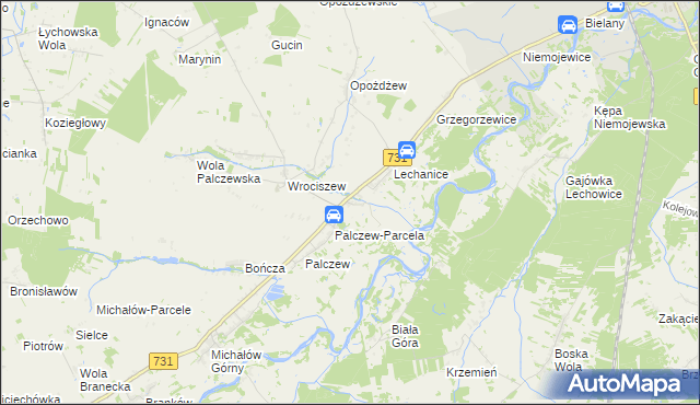 mapa Zastruże gmina Warka, Zastruże gmina Warka na mapie Targeo