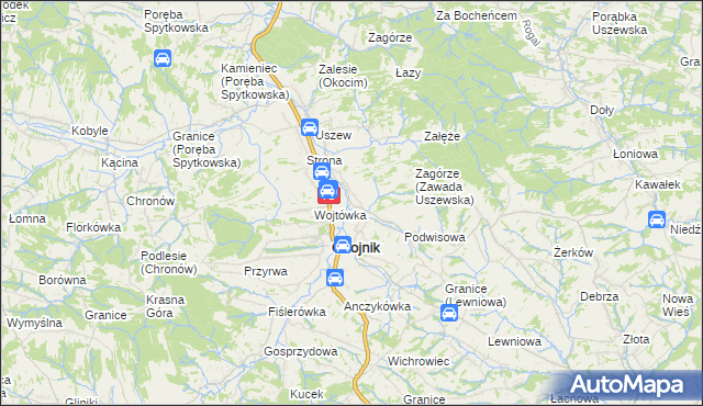 mapa Zawada Uszewska, Zawada Uszewska na mapie Targeo