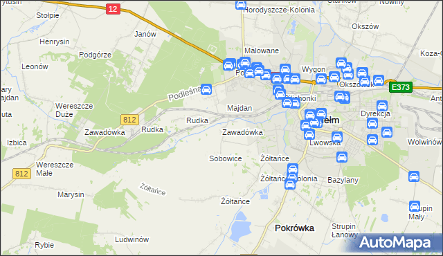 mapa Zawadówka gmina Chełm, Zawadówka gmina Chełm na mapie Targeo