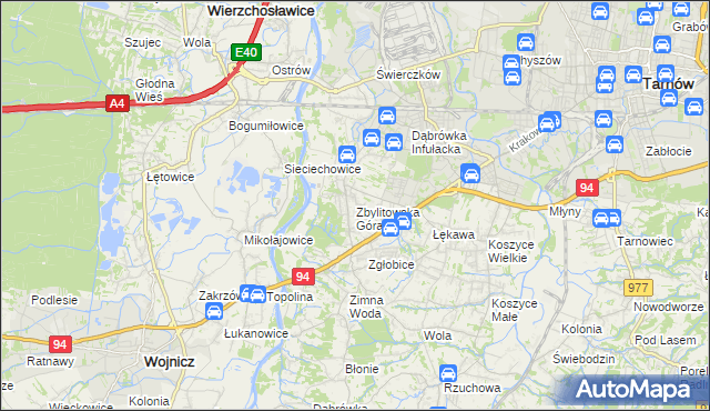 mapa Zbylitowska Góra, Zbylitowska Góra na mapie Targeo