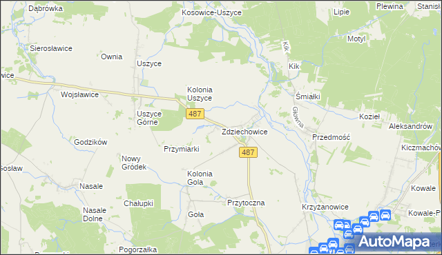 mapa Zdziechowice gmina Gorzów Śląski, Zdziechowice gmina Gorzów Śląski na mapie Targeo