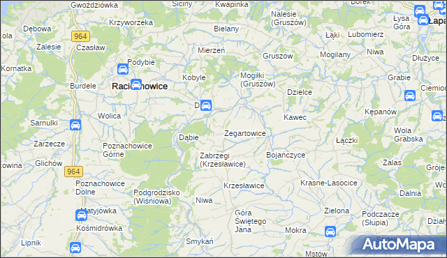 mapa Zegartowice gmina Raciechowice, Zegartowice gmina Raciechowice na mapie Targeo