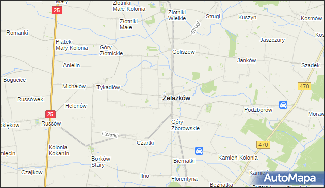 mapa Żelazków powiat kaliski, Żelazków powiat kaliski na mapie Targeo
