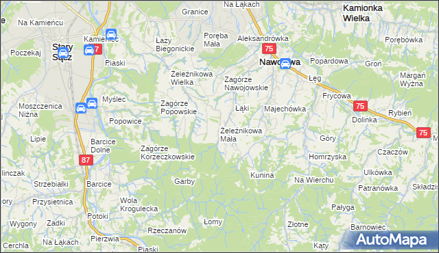 mapa Żeleźnikowa Mała, Żeleźnikowa Mała na mapie Targeo