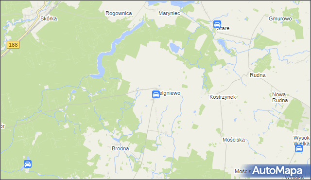 mapa Zelgniewo, Zelgniewo na mapie Targeo