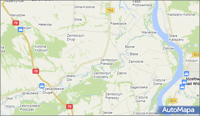 mapa Zemborzyn Pierwszy gmina Solec nad Wisłą, Zemborzyn Pierwszy gmina Solec nad Wisłą na mapie Targeo