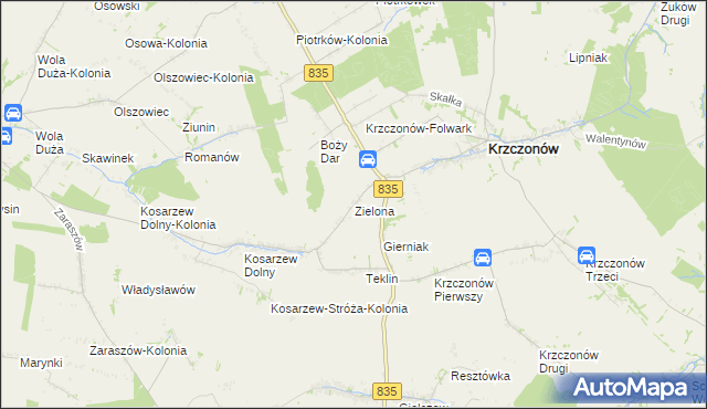mapa Zielona gmina Krzczonów, Zielona gmina Krzczonów na mapie Targeo