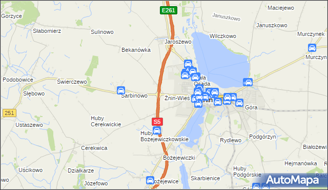 mapa Żnin-Wieś, Żnin-Wieś na mapie Targeo