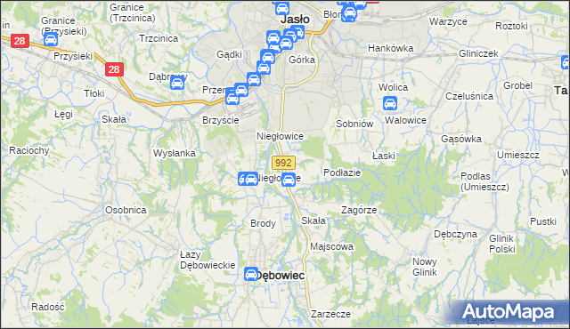 mapa Żółków gmina Jasło, Żółków gmina Jasło na mapie Targeo