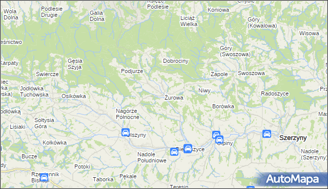 mapa Żurowa, Żurowa na mapie Targeo