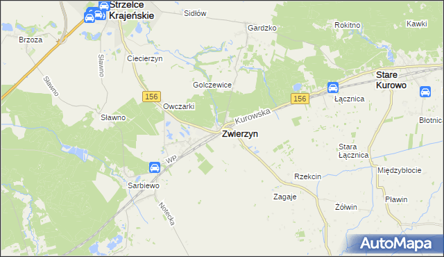 mapa Zwierzyn powiat strzelecko-drezdenecki, Zwierzyn powiat strzelecko-drezdenecki na mapie Targeo