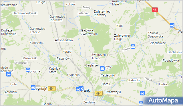 mapa Zwierzyniec Trzeci, Zwierzyniec Trzeci na mapie Targeo