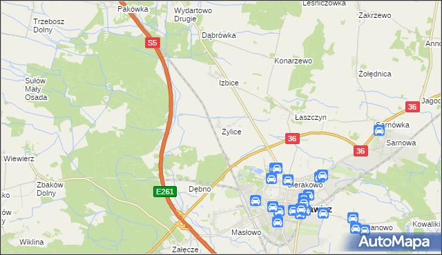 mapa Żylice gmina Rawicz, Żylice gmina Rawicz na mapie Targeo