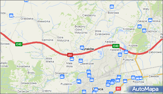 mapa Żyraków, Żyraków na mapie Targeo