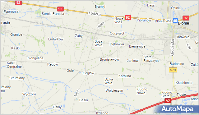 mapa Bronisławów gmina Baranów, Bronisławów gmina Baranów na mapie Targeo