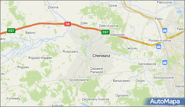 mapa Choroszcz, Choroszcz na mapie Targeo