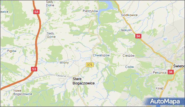 mapa Chwaliszów, Chwaliszów na mapie Targeo