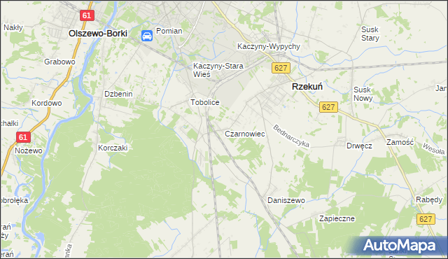 mapa Czarnowiec gmina Rzekuń, Czarnowiec gmina Rzekuń na mapie Targeo