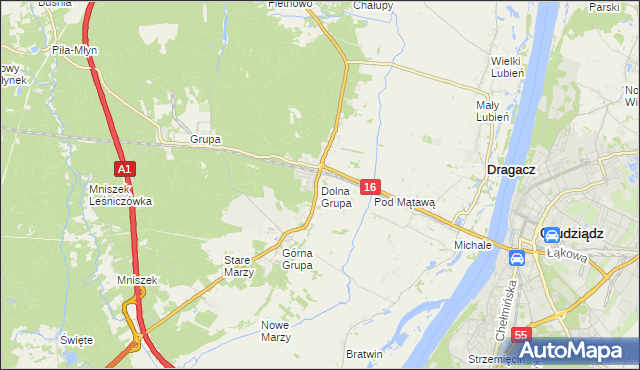 mapa Dolna Grupa, Dolna Grupa na mapie Targeo