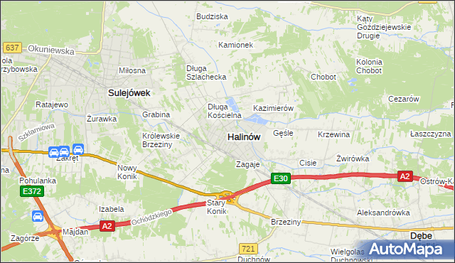 mapa Halinów powiat miński, Halinów powiat miński na mapie Targeo